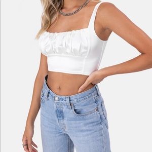Adika White Satin Crop Top